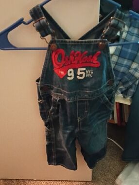 OshKosh B'gosh Denim Overalls Shorts - Blue with Red Patch